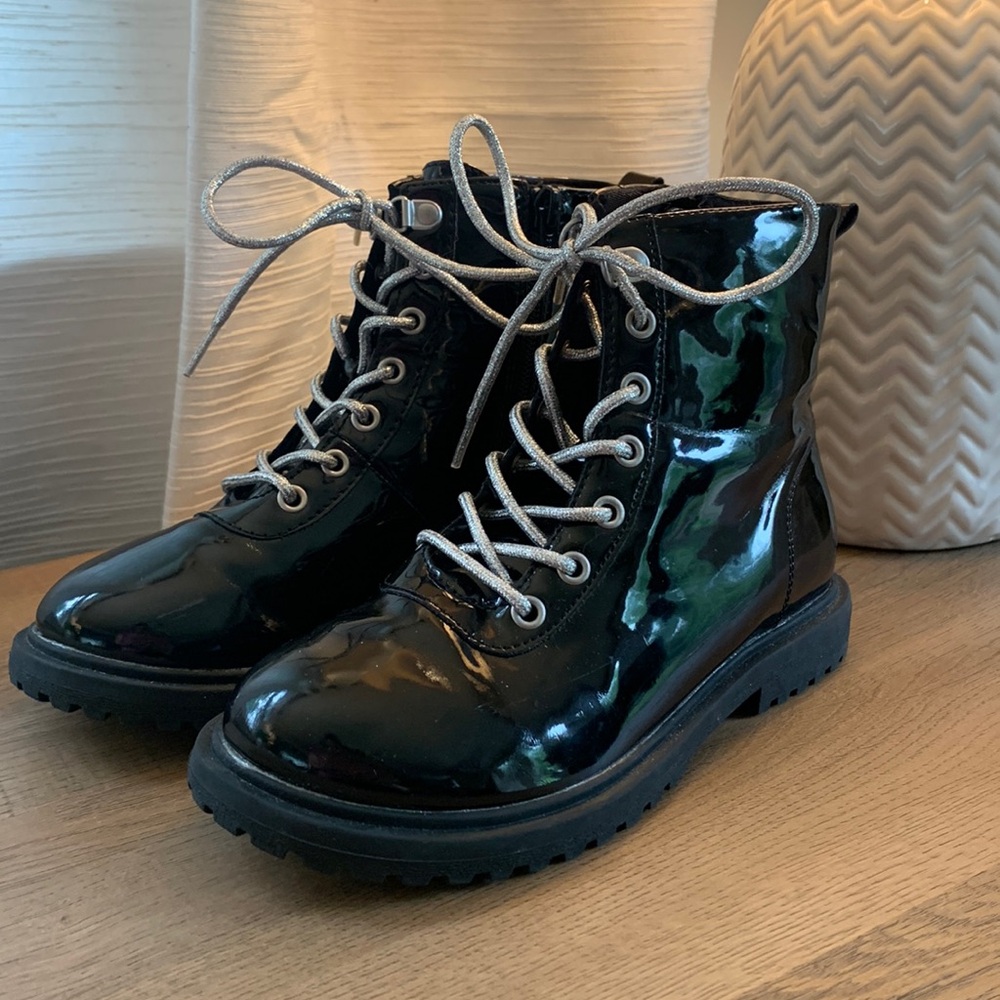 Girls Black Combat Boots